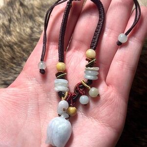 Green and yellow jade flower bracelet